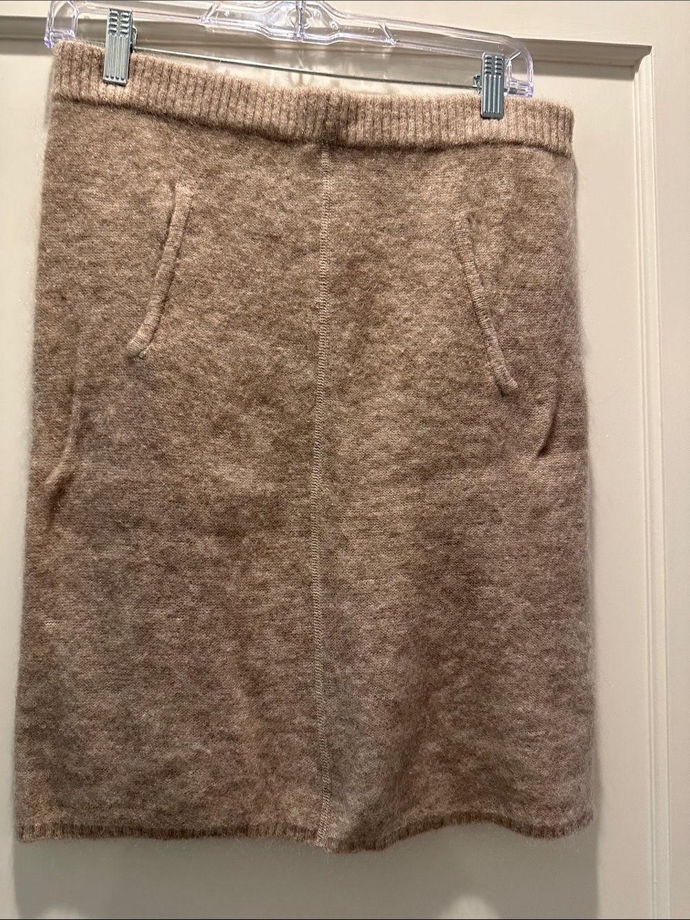 humanoid Women's Knit Pencil Skirt with Front Pockets in Taupe